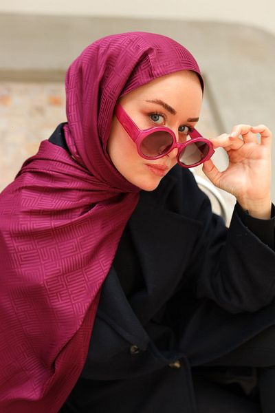 Silk Home Labyrinth Pattern Jacquard Deluxe Shawl - Plum