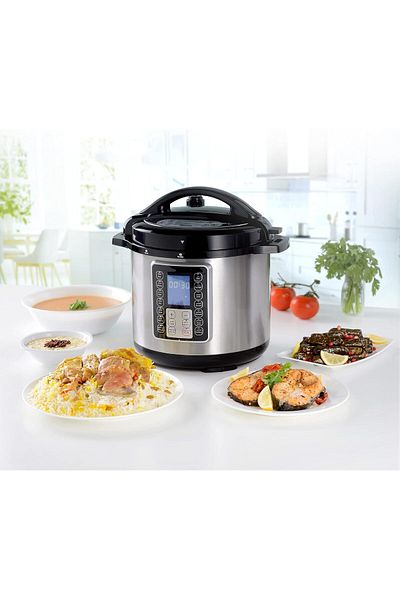 ALSAIF Electric Pressure Cooker Pro 6 Liter, 1000 Watts, Silver, E04110