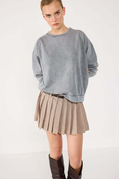 No Matter What Basic Acid Wash Sweatshirt with Bicycle Collar