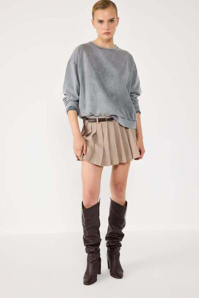 No Matter What Basic Acid Wash Sweatshirt mit Fahrradkragen