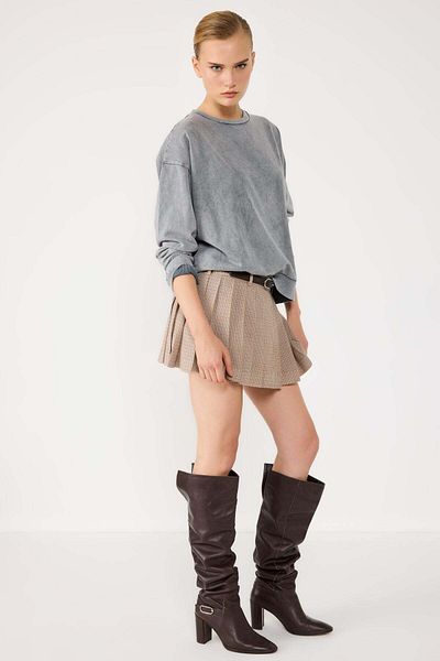 No Matter What Basic Acid Wash Sweatshirt with Bicycle Collar