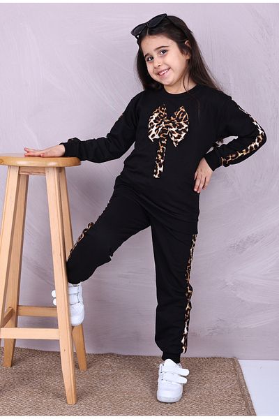 Free Beka Set de sus și de jos cu imprimeu leopard pentru copii Pantaloni din țesătură elastică Set de sus și de jos cu mâneci de sus cu leopard