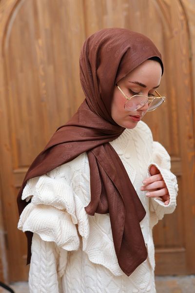 Silk Home Deluxe Jacquard Spoon Pattern Shawl - Brown