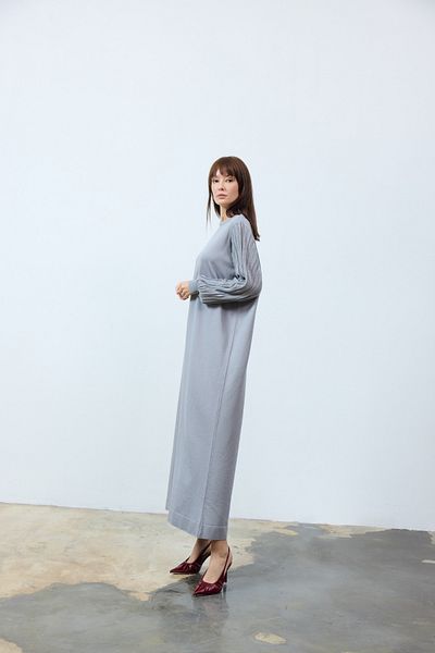 Pamuk Butik Women's Mercerized Balloon Sleeve Knitwear Dress