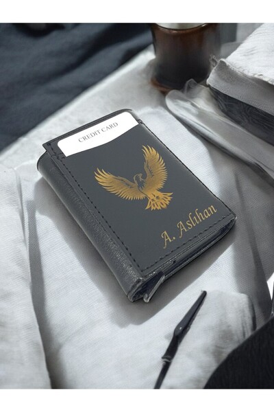 SürLaz Kartlık Vegan Deri Cüzdan İsme Özel Tasarım Otomatik Mekanizmalı Akıll...