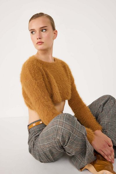 No Matter What Kurzer Pullover mit Pelzbesatz