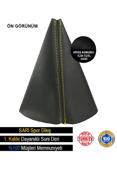 Aysoto Toyota Avensis Black Leather Custom New Design Yellow Sports Stitching Gear Shift Gaiter