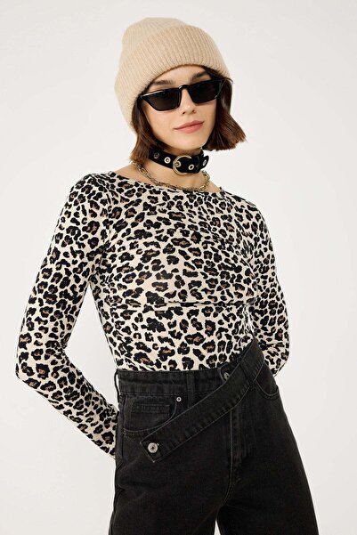 No Matter What Langärmeliger Body mit Leopardenmuster