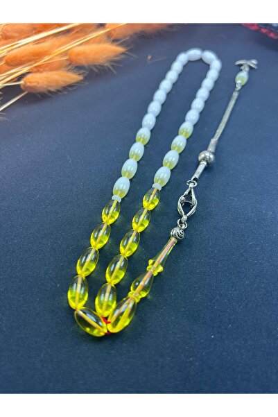 Katalin Suat Yeşilyurt Usta İşçilikli Çift Renk Uçak Camı (flexglass) Tesbih 5.5x11 mm Ölçü