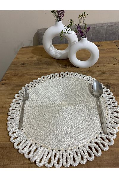 Hasırhane Set de 7 farfurii și boluri de pâine din iută modernă Galaxy bej