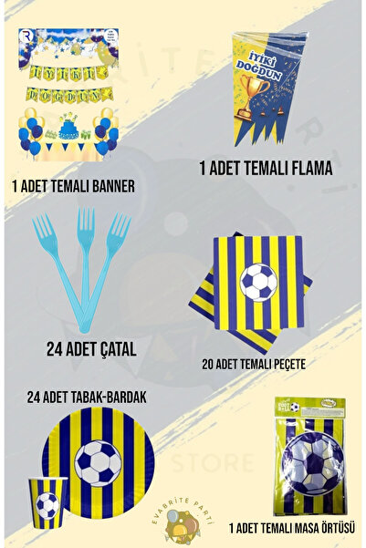 Evabrite Yellow Navy Blue Fan Supera για 24 άτομα - Προμήθειες για πάρτι γενε...