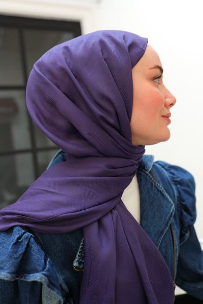 Silk Home Spoon Pattern Jacquard Deluxe Shawl - Purple