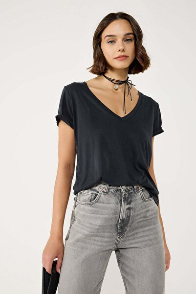 No Matter What Gefalteter V-Ausschnitt Tee