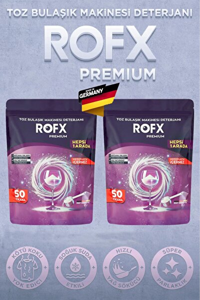 ROFX بريميوم الكل في 1 100 مسحوق غسيل لغسالة الأطباق 2000 جرام.