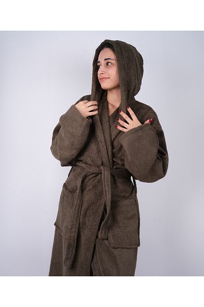 DC Teks Μπουρνούζι σε πράσινο χρώμα Khaki - 100% βαμβάκι, κουκούλα με μπούκλα, μέγεθος oversize (S-4XL)