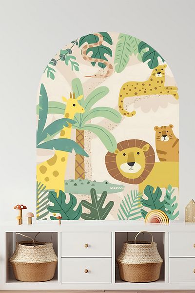 Grafikup Autocolant de perete drăguț Safari Bohemian - Autocolant de perete cu animale drăguțe