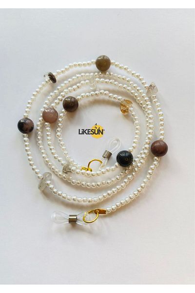 LiKESUN HOME Pearl Beaded Agate Women's Glasses Strap - Rope