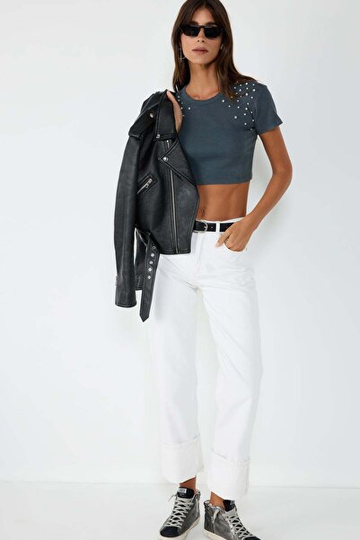 No Matter What Kurzärmelige Crop-Bluse