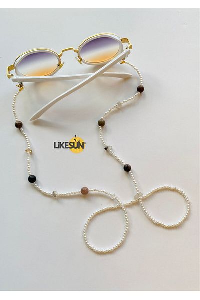LiKESUN HOME Pearl Beaded Agate Women's Glasses Strap - Rope
