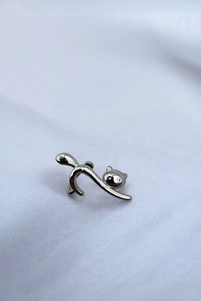 Leo'Stone Special Series Flying Cat Model Design Compression Earcuff Steel Cartilage Earrings