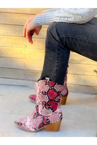irmona Tokyo Burgundy Snakeskin Gusseted Short Dallas Boots