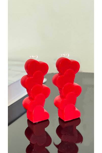 MYELFA Dekoratif Kalp Temalı 2'li Sevgililer Günü, Doğum Günü Hediyelik Mum Seti