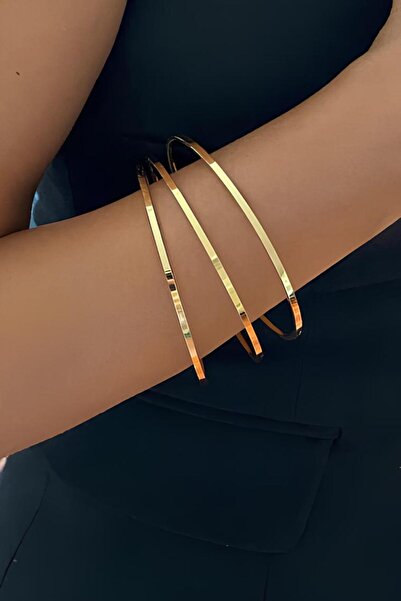 The Collection Kararmaz Çelik Gold 3'lü Ajda Bilezik