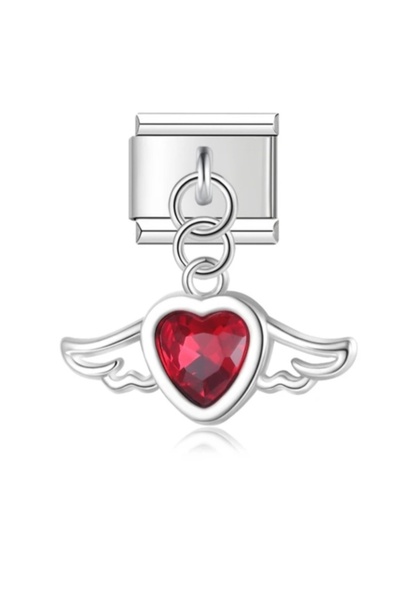 SiestaAccessories Italian Stylish Bracelet Charm - with Wings and Heart Dangle