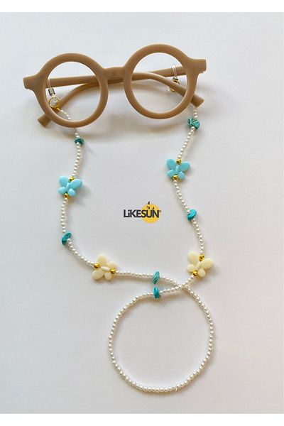 LiKESUN Natural Stone Turquoise Children's Glasses Strap Eyeglasses Lanyard Glasses Chain