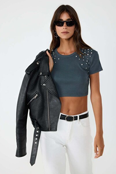 No Matter What Kurzärmelige Crop-Bluse