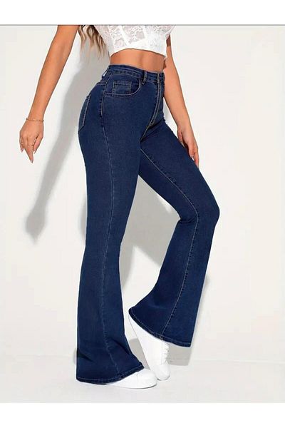 geenz manifacture Blugi evazați Bluemarin Colorfast Denim Pantaloni Power Lycra Talie înaltă