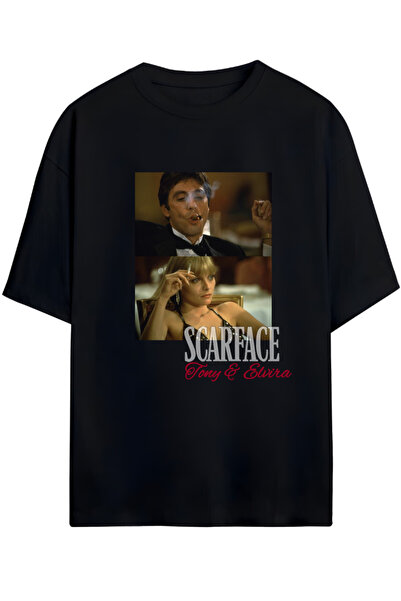 MAGORS SCARFACE TONY AND ELVIRA UNISEX PAMUKLU TSHIRT