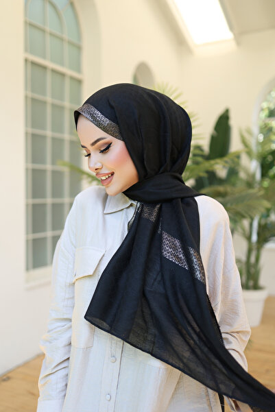 Arwella Işıltılı İpek Şal - Siyah