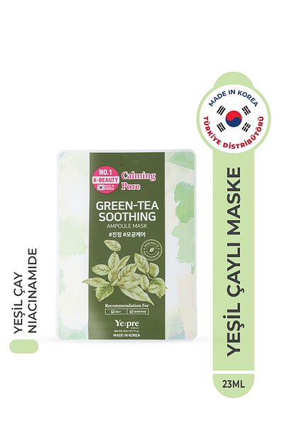 Ye:pre Green Tea Soothing Ampoule Mask Green Tea Extract Sebum Balancing Moisturizing Face Mask Korea 23ml