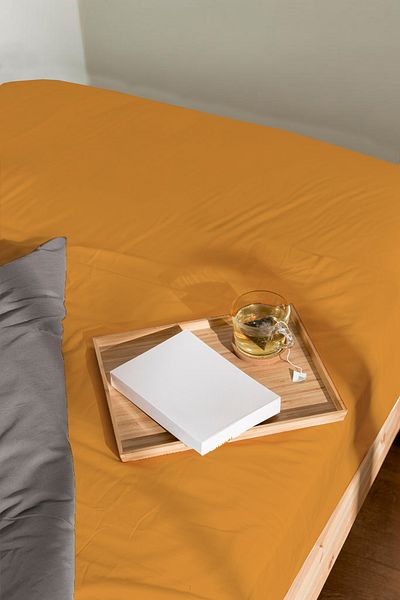 PureText |   Purecomfort |   Natural Cotton Double Fitted Sheet Set |   160X200 35 cm Height |   Amber