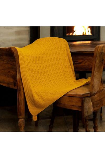 ART ÇEYİZ Pompom Knitted Knitted Tv Blanket (Sofa Shawl)
