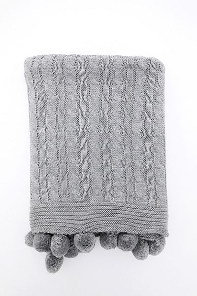 ART ÇEYİZ Pompom Knitted Knitted Tv Blanket (Sofa Shawl)