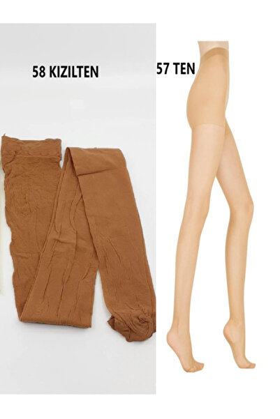 Müjde Γυναικείες λεπτές κάλτσες 20 Den 2-Piece Combination - Red and Skin