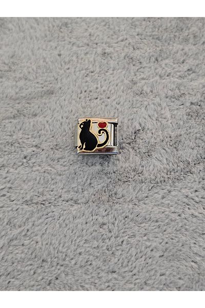 SiestaAccessories Cat Themed - Heart Cat Italian Bracelet Charm