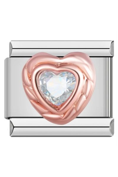 SiestaAccessories Italian Bracelet Charm - White Heart Design
