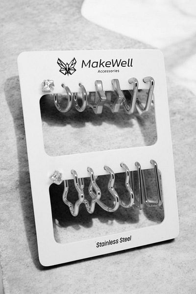MakeWell Gold Silver Steel Hoop Earrings Set with Stainless Tarnish Stainless Steel Heart Star Rectangular Triangle Hoop Earrings