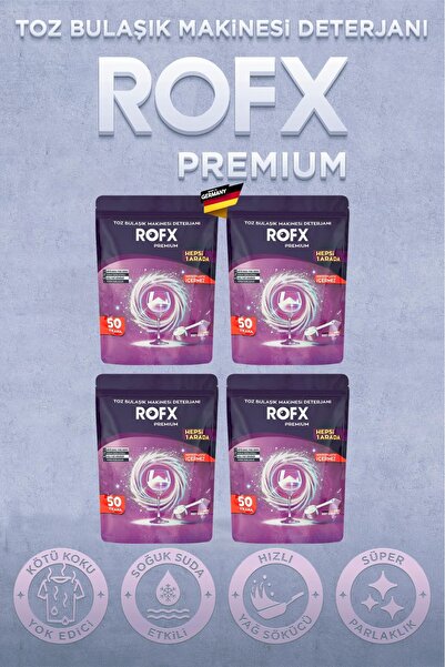 ROFX بريميوم الكل في 1 200 مسحوق غسيل لغسالة الأطباق 4000 جرام. 4 عبوات