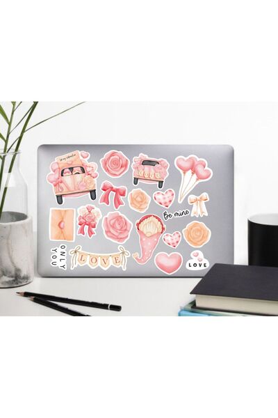 HEDİYENE BAK Sevgililer Günü Aşk Love Temalı Sticker Seti, Çıkartma, Ajanda S...