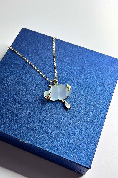 The Collection Non Tarnish Women's Gold Thunder Cloud Steel Necklace