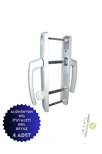 ÖZFIRAT PVC YAPI Aluminum Door Handle / Toilet(Wc) / Bathroom Aluminum Door Handle / White 4 Pcs