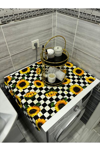HALFART Checkers Sunflower Duck Linen Waterproof and Dirty-Proof Washing Machine Cover - with Stylish Pattern Options