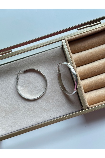 YOUES JEWELRY Kadın Halka Küpe Silver Gümüş Renk