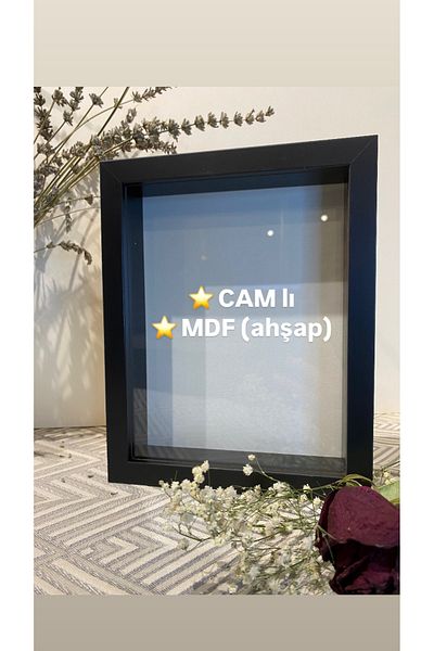 Sevcan sanat atölyesi 20X25X3 Glass Deep Memory Keepsake Frame - Rose Promise Engagement Flower Box