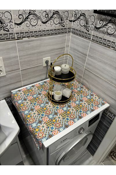HALFART Tile Pattern Duck Linen Waterproof and Dirty-Proof Washing Machine Cover - with Stylish Pattern Options
