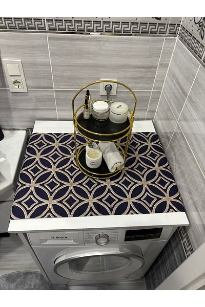 HALFART Tile Navy Blue Duck Linen Waterproof and Dirty-Proof Washing Machine Cover - Stylish Pattern Options